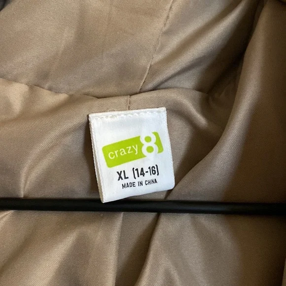 GIRLS Beige Shaggy Jacket w Hoodie & Pockets size 14-16 - Picture 4 of 7